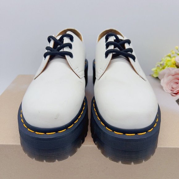 DR. MARTENS 1461 Quad Platform Shoe Oxford White Smooth Leather Womens US 5 EU36 - Picture 8 of 12